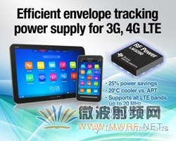 TI推出面向3G/4G LTE智能手機(jī)的包絡(luò)跟蹤DC/DC轉(zhuǎn)換器