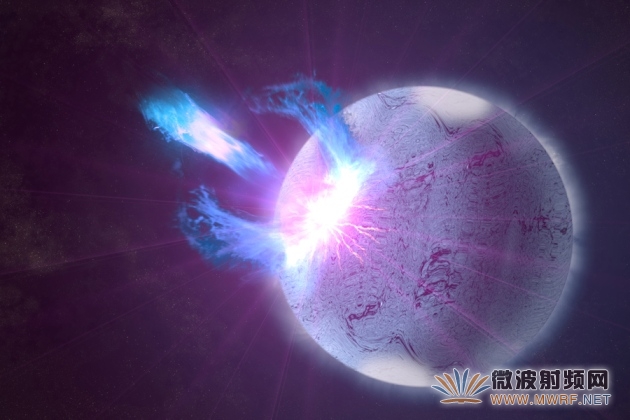 示意圖：一顆被撕裂的中子星。類似的事件將會產生劇烈的引力波信號